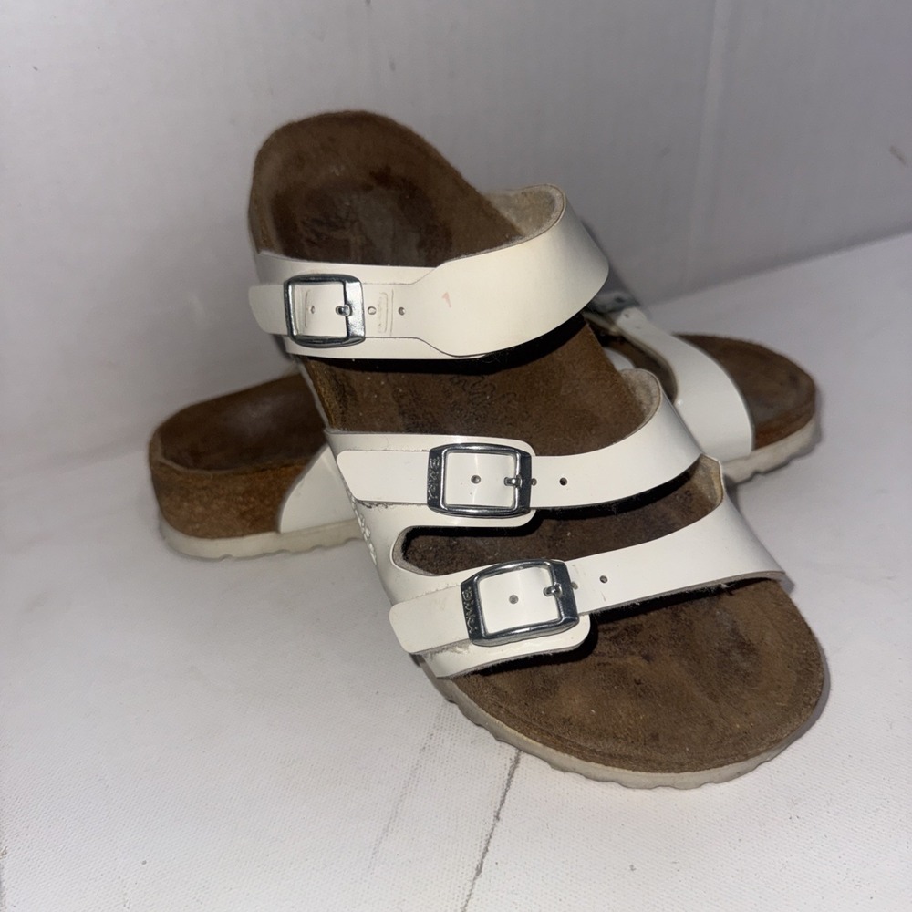 Birkenstock Unisex Florida Birki-Buc White Leather Cork Sandals M(6) W(8) (39)